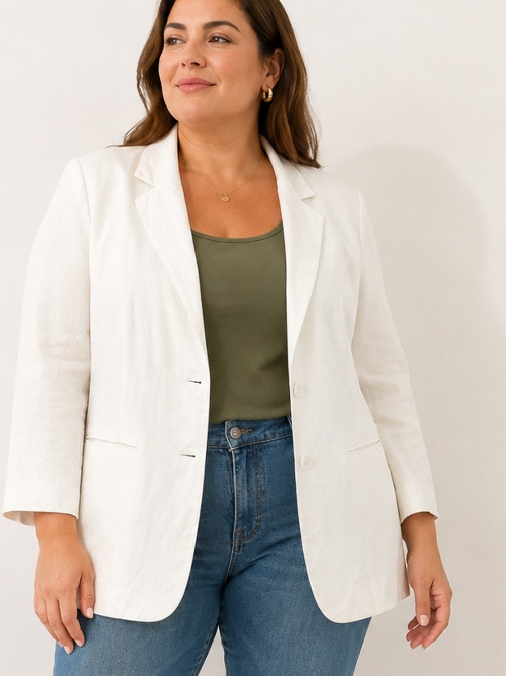 Jessica London linen rayon White Blazer 12T